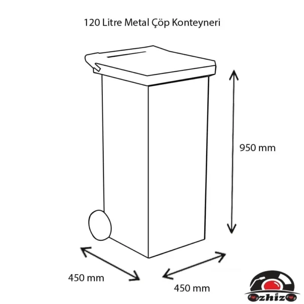 120 Litre Metal Galvaniz Çöp Konteyneri