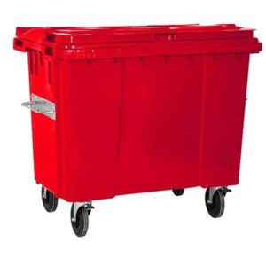 660 Litre Plastik Kırmızı Çöp Konteyneri